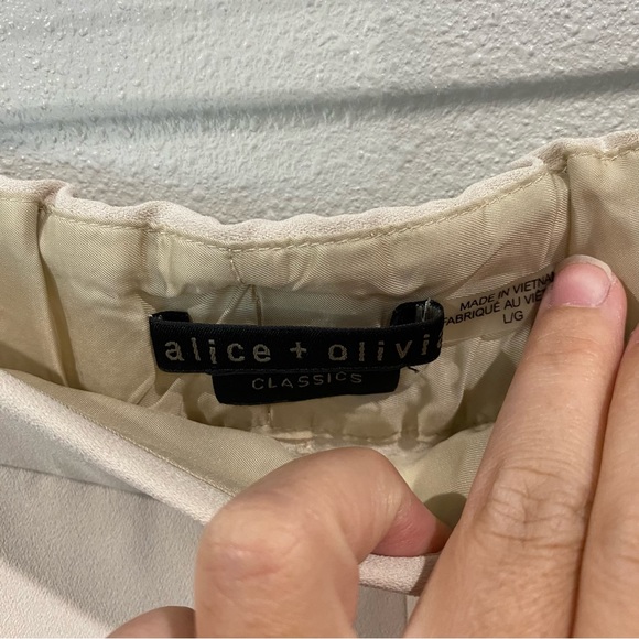 Alice + Olivia Tapered Leg Joggers Trousers Elasticated Ankle Pants Cream Size L - Picture 5 of 8